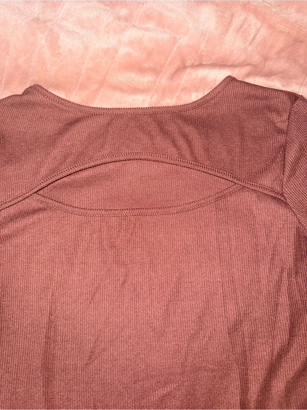 SHEIN Brown Ribbed Crewneck Cutout long sleeve size XL